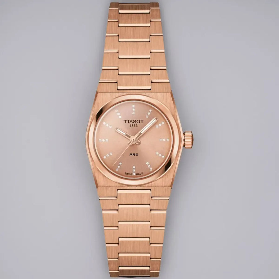 Tissot PRX Diamonds Rose Gold Dial Rose Gold Steel Strap Watch for Women - T137.010.33.506.00
