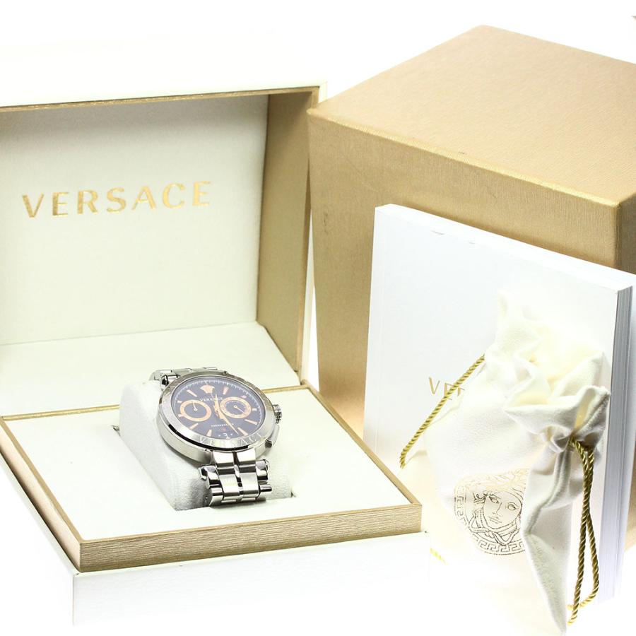 Versace Aion Chronograph Black Dial Silver Steel Strap Watch For Men - VE1D01019