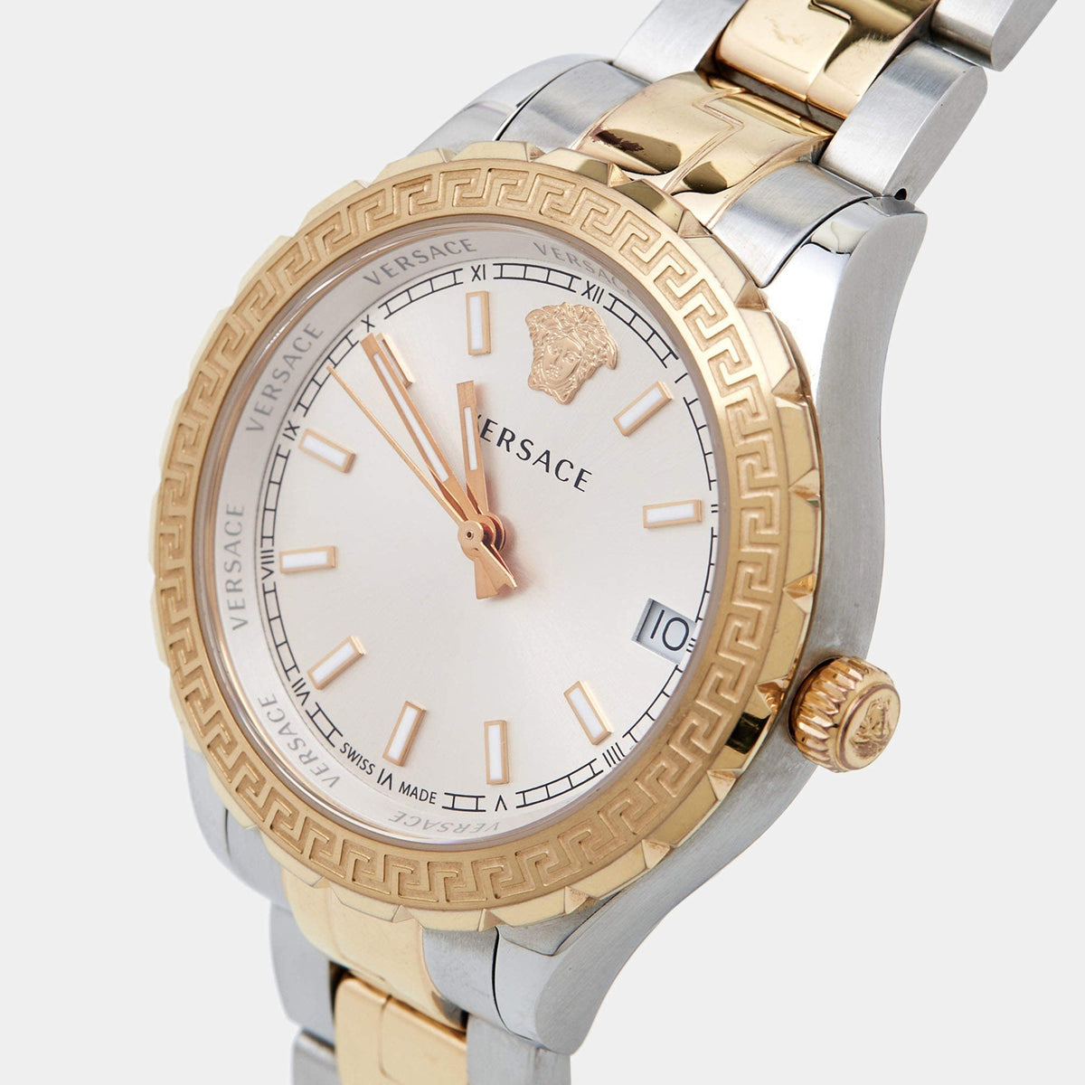 Versace Hellenyium Silver Dial Two Tone Steel Strap Watch for Women - V12030015