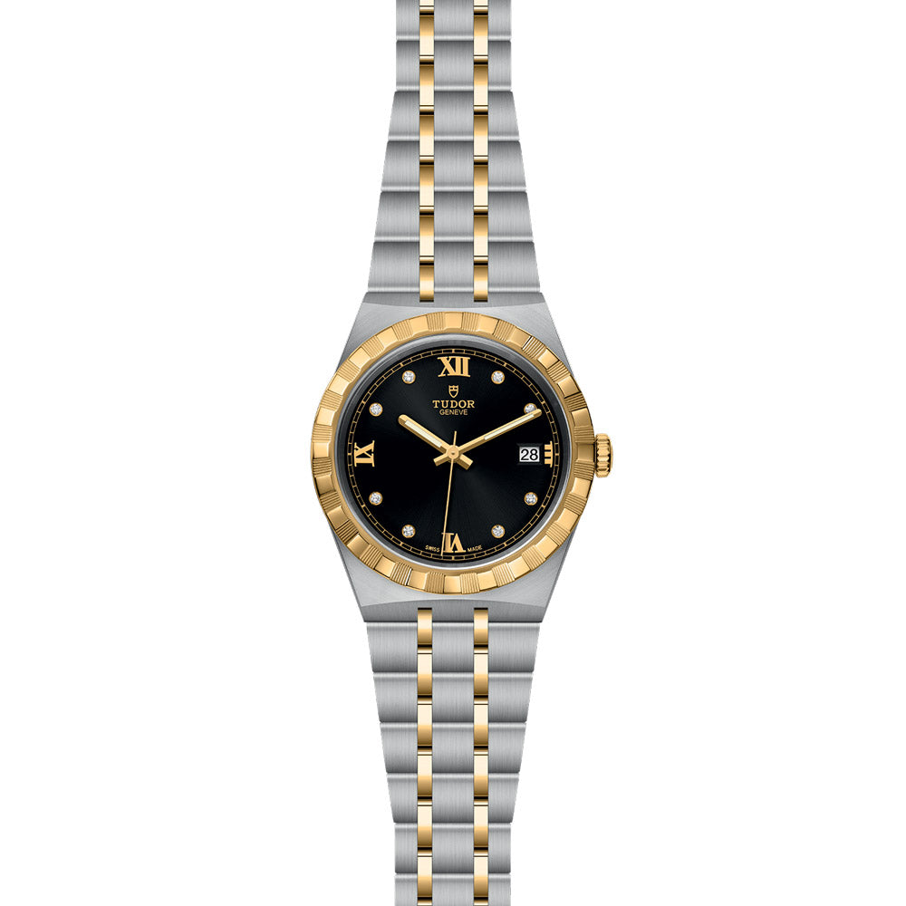 Tudor Royal Automatic Black Dial Two Tone Steel Strap Watch for Men - M28603-0003