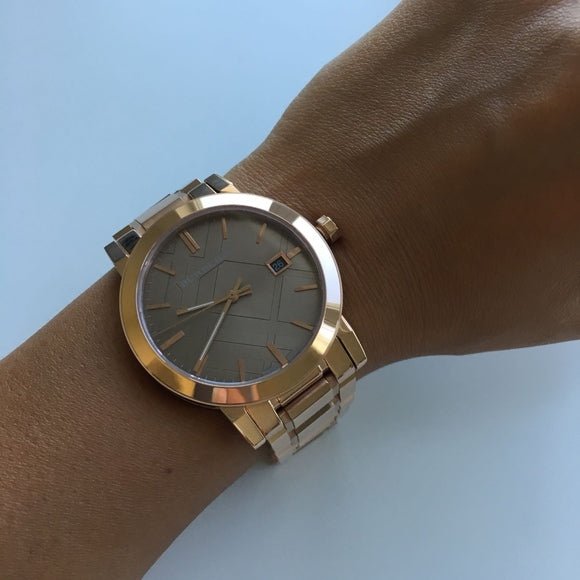 Burberry The City Light Brown Dial Rose Gold Steel Strap Watch for Women - BU9005