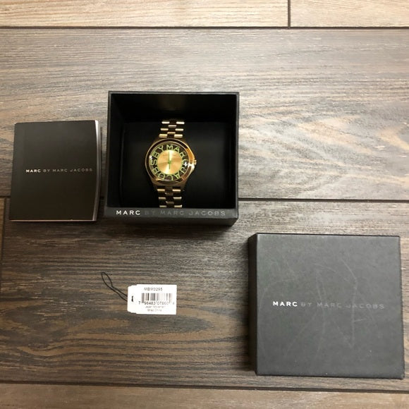 Marc Jacobs Henry Gold Dial Gold Steel Strap Watch for Women - MBM3295