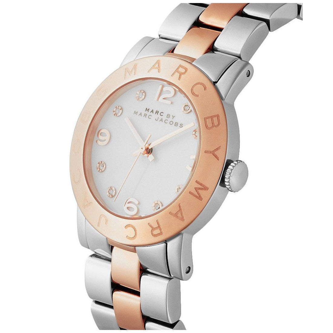 Marc Jacobs Amy Silver Dial Two Tone Steel Strap Watch for Women - MBM3194