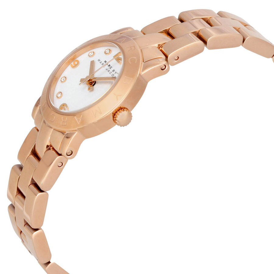 Marc Jacobs Mini Amy White Dial Rose Gold Steel Strap Watch for Women - MBM3078