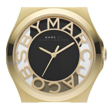 Marc Jacobs Henry Skeleton Black Dial Black Leather Strap Watch for Women - MBM1246