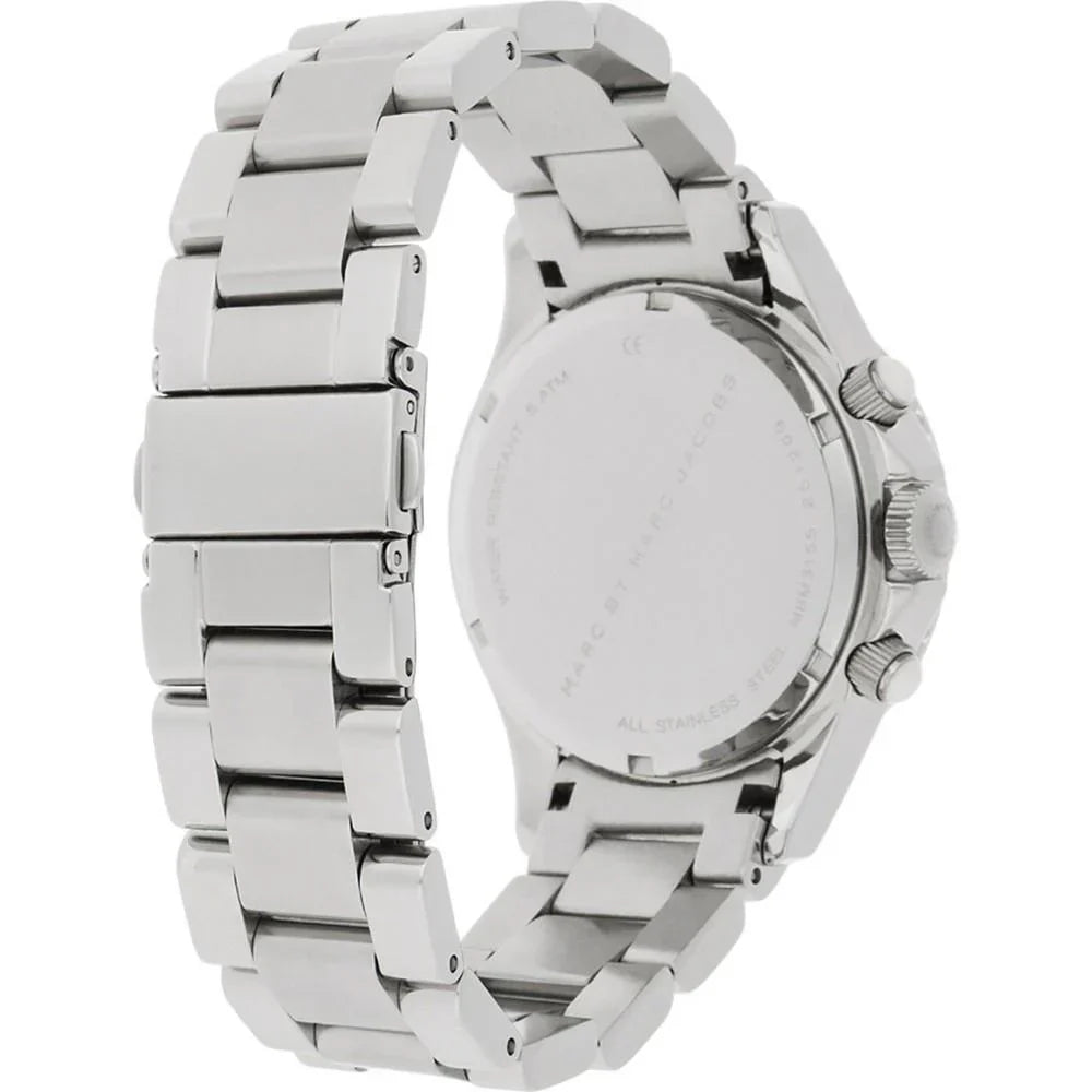 Marc Jacobs Marc Chronograph Silver Dial Silver Steel Strap Watch for Men - MBM3155