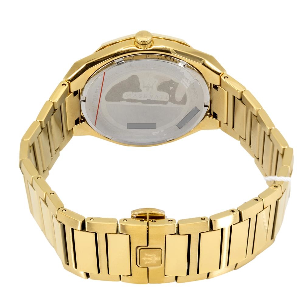 Maserati Stile Black Dial Gold Steel Strap Watch For Men - R8853142004