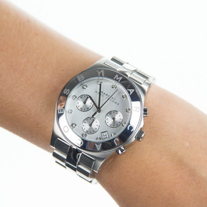 Marc Jacobs Blade White Dial SIlver Steel Strap Watch for Women - MBM3100
