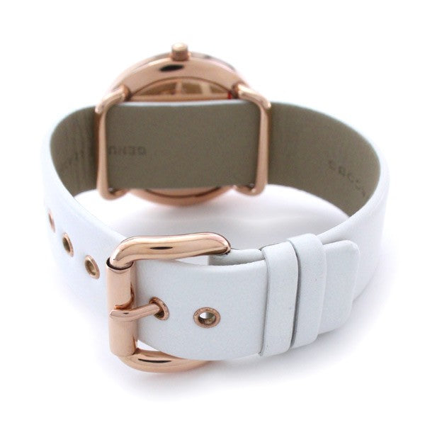 Marc Jacobs Amy White Dial White Leather Strap Watch for Women - MBM1180