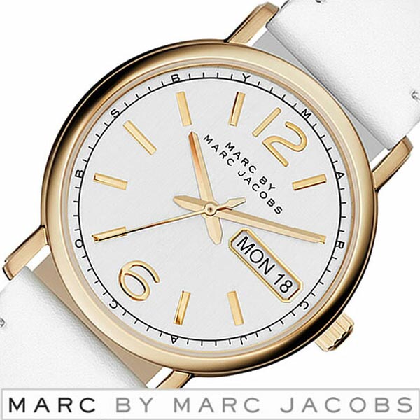 Marc Jacobs Fergus White Dial White Leather Strap Watch for Women - MBM8653