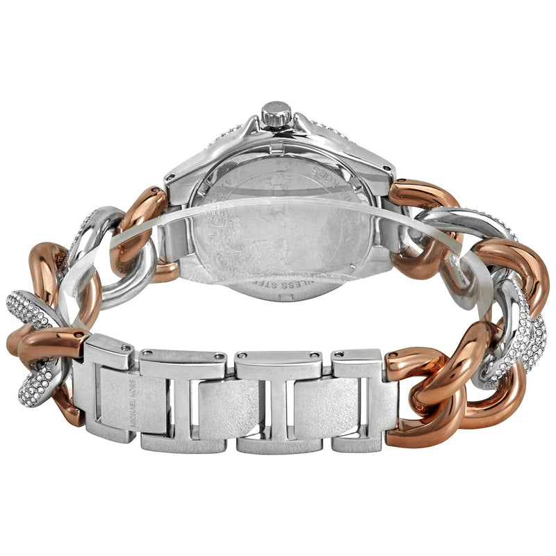 Michael Kors Camille Pavé Chronograph Silver Dial Two Tone Steel Strap Watch for Women - MK6843
