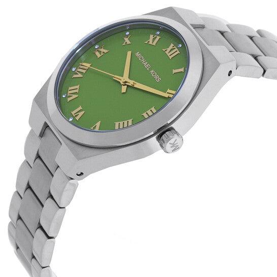 Michael Kors Lennox Three-Hand Green Dial Silver Steel Strap Watch for Women - MK7463