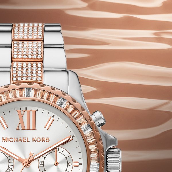 Michael Kors Everest Chronograph Silver Dial Two Tone Steel Strap Watch For Women - MK6975