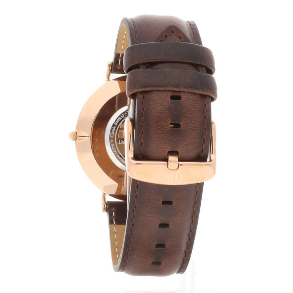 Daniel Wellington Bristol Black Dial Brown Leather Strap Watch For Men - DW00100125