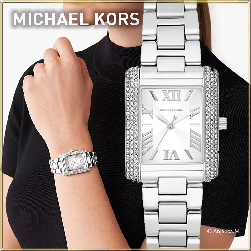 Michael Kors Emery Three-Hand Crystals White Dial Silver Steel Strap Watch for Women - MK4642
