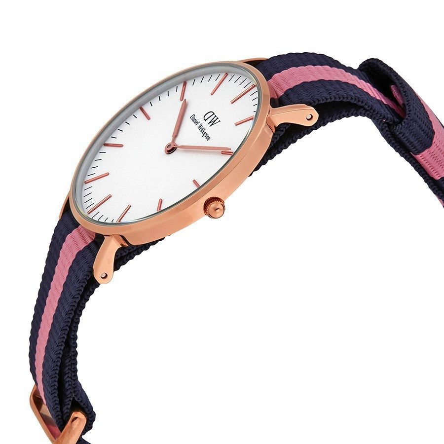Daniel Wellington Classic Winchester White Dial Three Tone Nylon Strap Watch For Women - DW00100033
