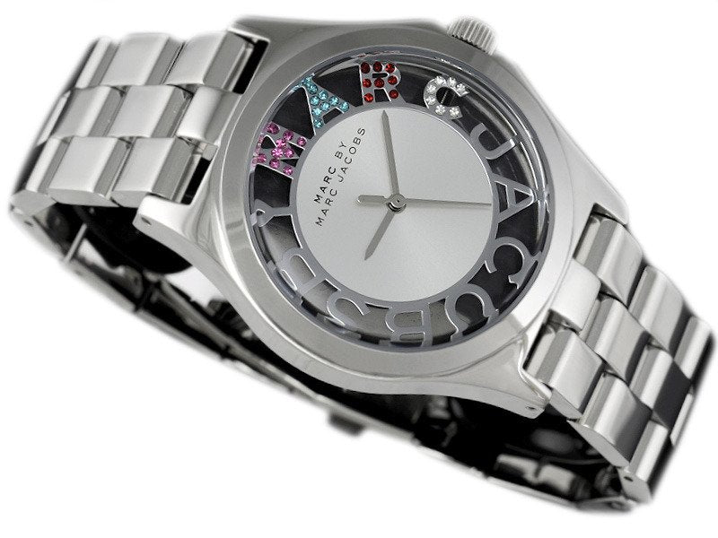 Marc Jacobs Henry Skeleton Silver Dial Silver Steel Strap Watch for Women - MBM3262
