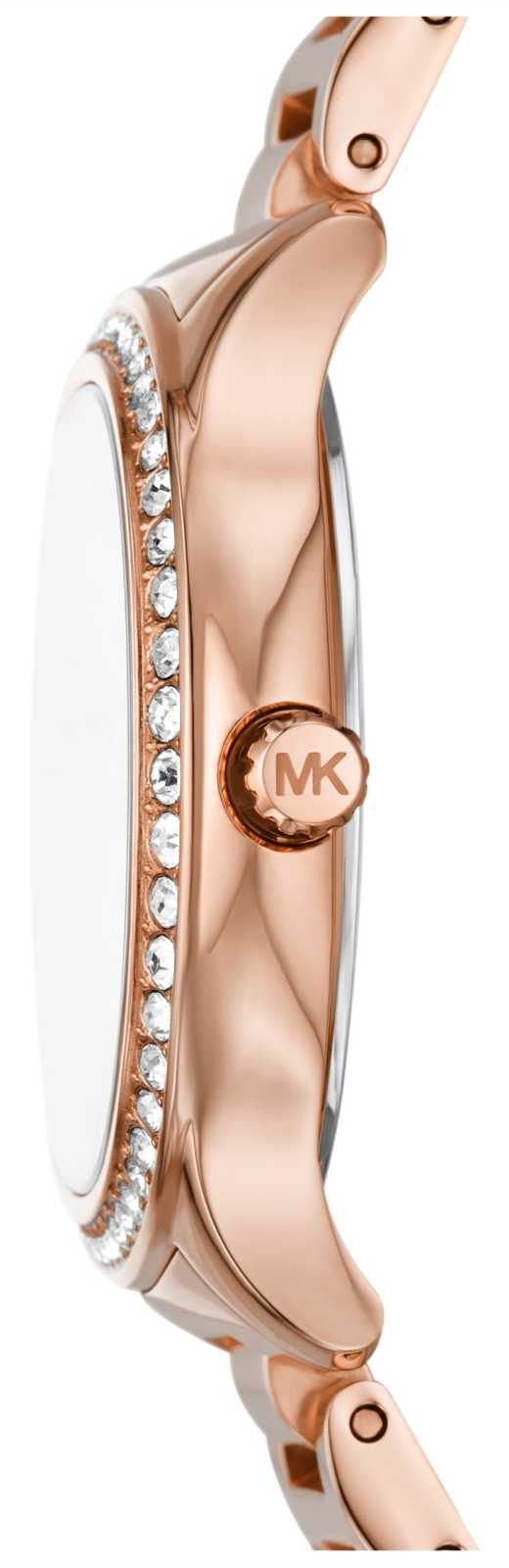 Michael Kors Sage Three-Hand Mother of Pearl White Dial Rose Gold Steel Strap Watch for Women - MK4806