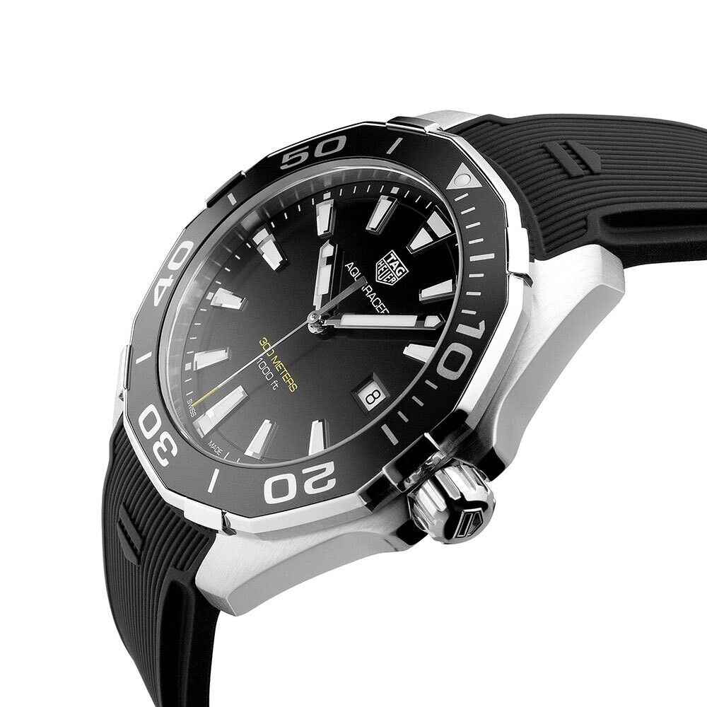 Tag Heuer Aquaracer Quartz Black Dial Black Rubber Strap Watch for Men -  WAY101A.FT6141