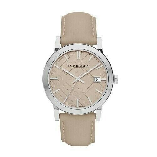 Burberry The City Silver Dial Beige Leather Strap Unisex Watch - BU9010
