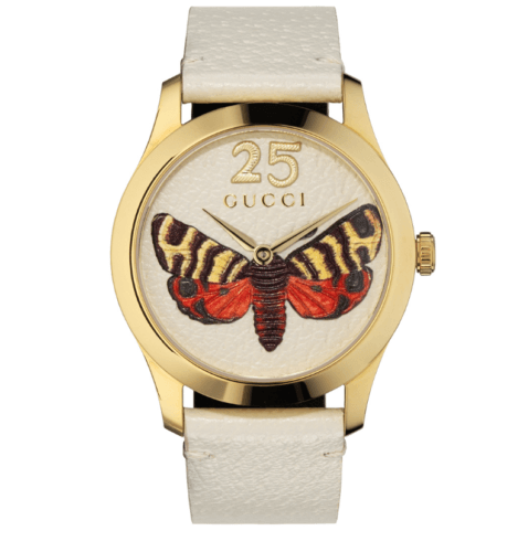 Gucci G Timeless Butterfly White Dial White Leather Strap Watch For Women - YA1264062