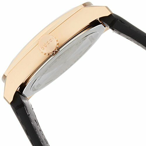 Gucci GG2570 Quartz Black Dial Black Leather Strap Watch For Men - YA142309