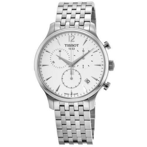Tissot T Classic Tradition Chronograph White Dial Silver Steel Strap Watch For Men - T063.617.11.037.00