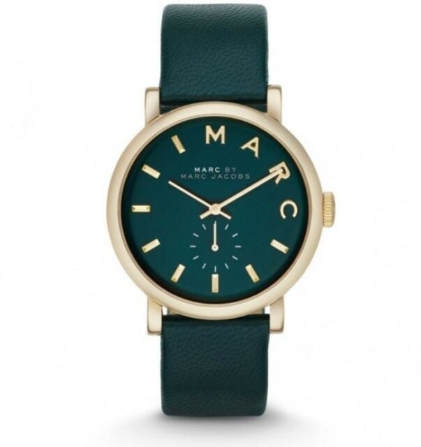 Marc Jacobs Baker Green Dial Green Leather Strap Watch for Women - MBM1268