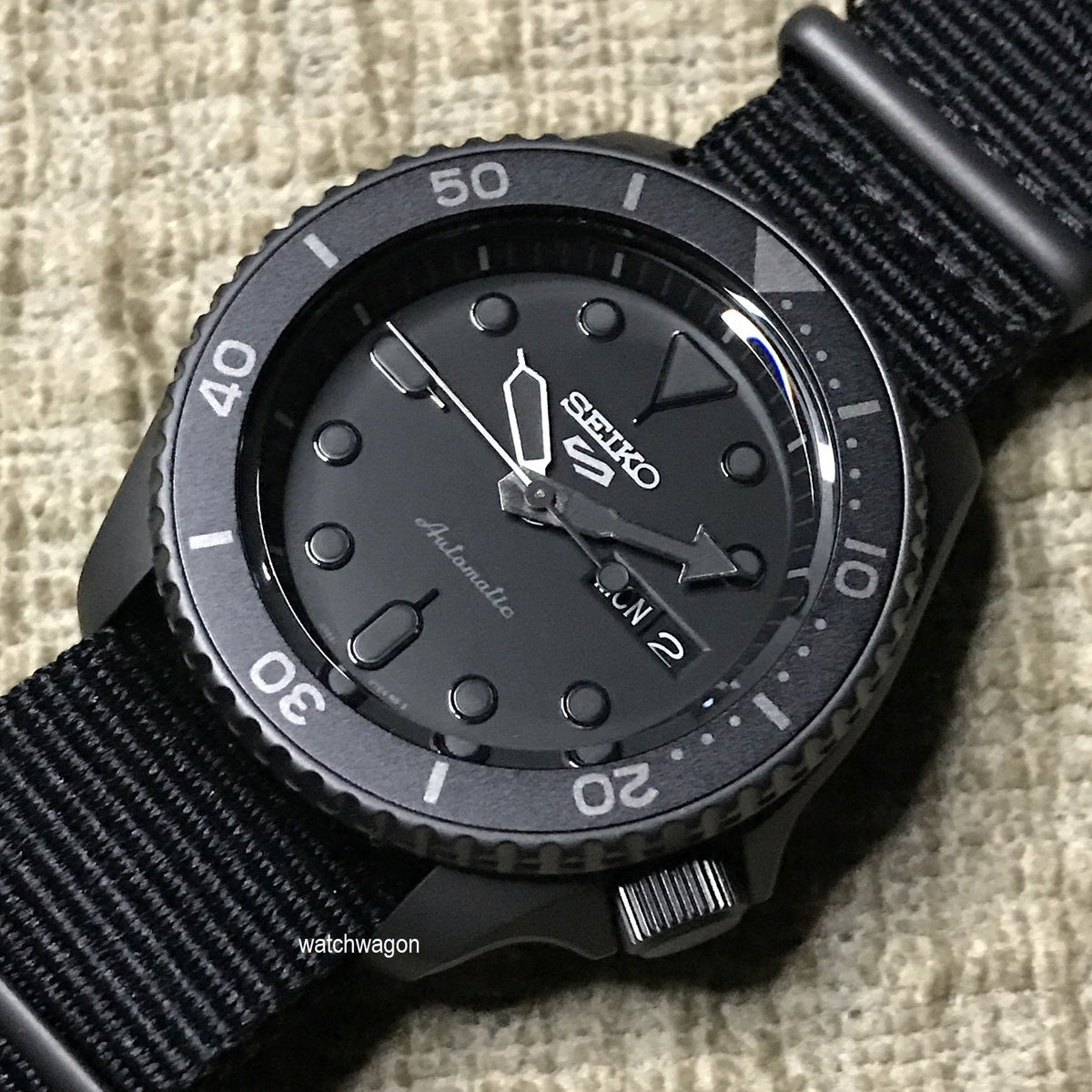 Seiko 5 Sports Automatic Black Dial Black NATO Strap Watch For Men - SRPD79K1