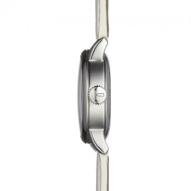Tissot Chemin Des Tourelles Powermatic 80 Lady White Dial White Leather Strap Watch For Women - T099.207.16.116.00