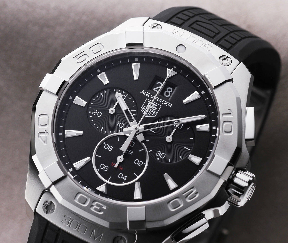 Tag Heuer Aquaracer Chronograph Black Dial Black Rubber Strap Watch for Men - CAY1110.FT6041