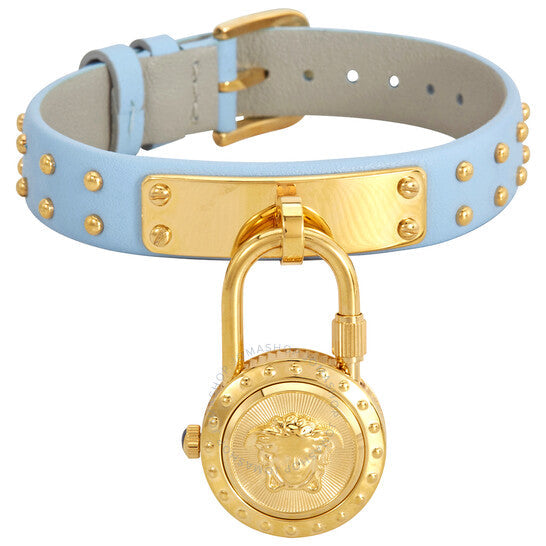 Versace Medusa Lock Icon Quartz White Dial Blue Leather Strap Watch for Women - VEDW00419