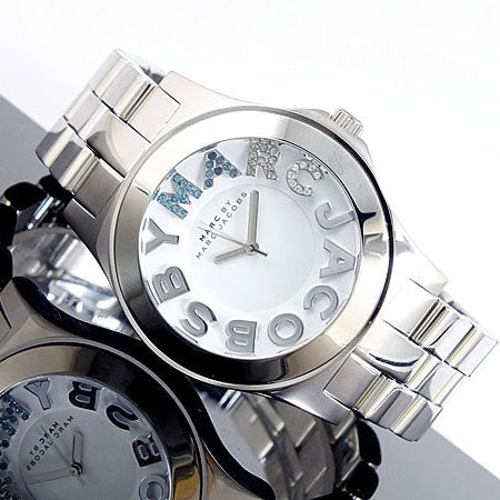 Marc Jacobs Rivera White Dial Silver Steel Strap Watch for Women - MBM3136