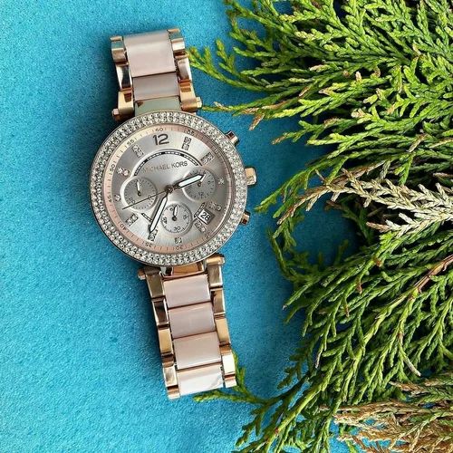 Michael Kors Parker White Dial Two Tone Steel Strap Watch for Women - MK5774