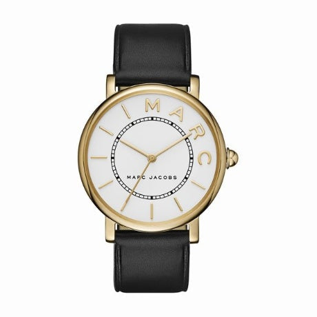 Marc Jacobs Roxy White Dial Black Leather Strap Watch for Women - MJ1537