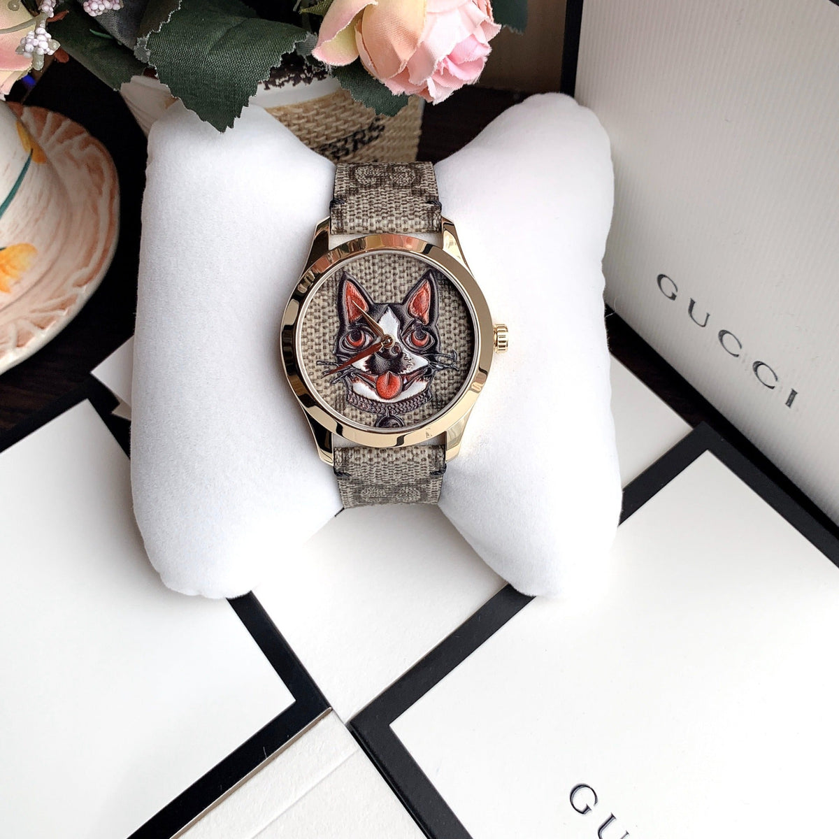 Gucci G Timeless Brown Dial Brown Leather Strap Watch For Women - YA1264056
