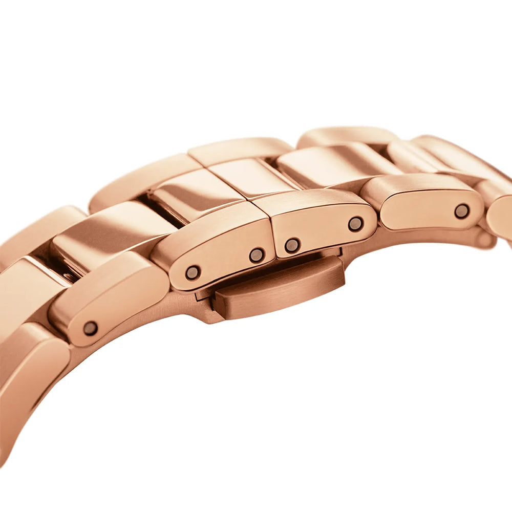 Daniel Wellington Iconic Link White Dial Rose Gold Steel Strap Watch For Women - DW00100209