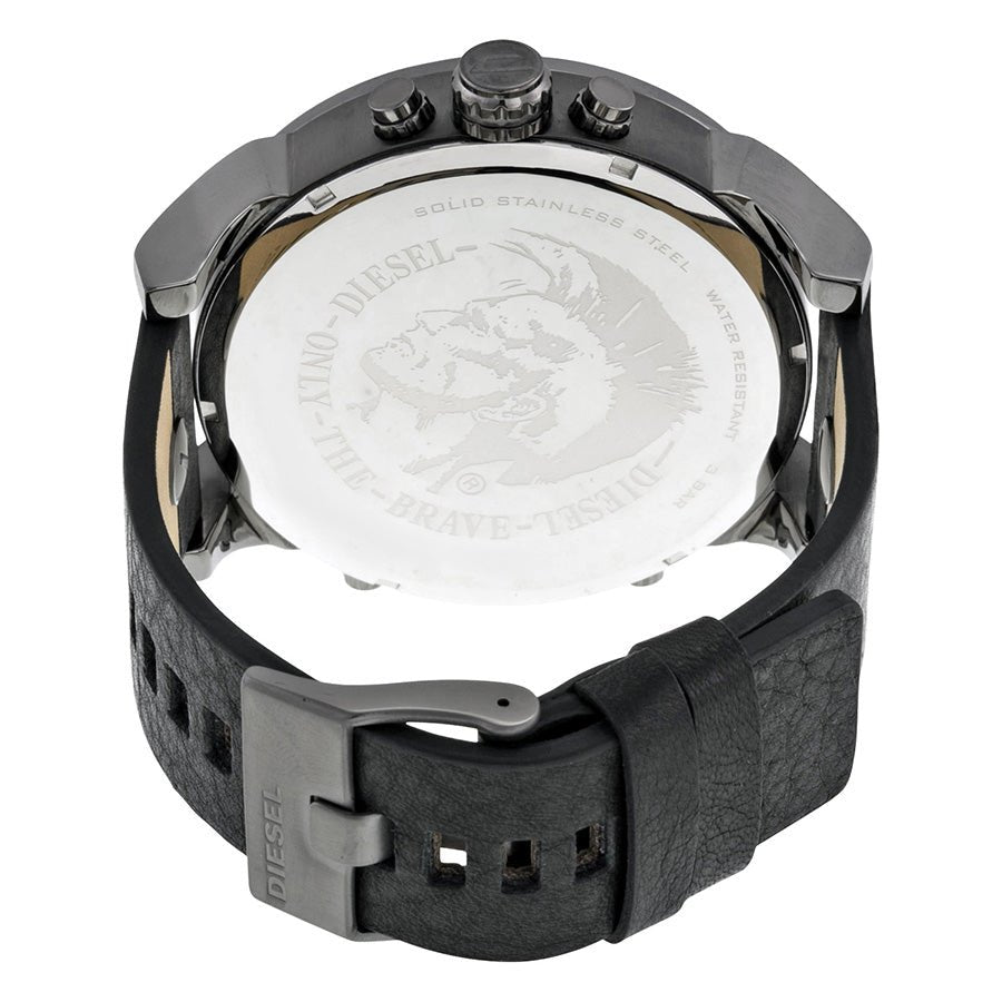 Diesel Mr Daddy 2.0 Chronograph Black Dial Black Leather Strap Watch For Men - DZ7348