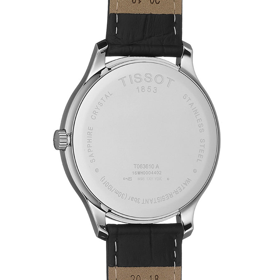 Tissot T Classic Tradition Quartz Black Dial Black Leather Strap Watch For Men - T063.610.16.058.00